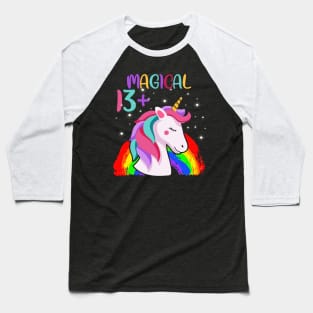 Unicorn Birthday Shirt 13 Years And Magical Girl Boy Gift Baseball T-Shirt